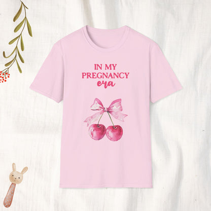 In My Pregnancy Era w Cherries (Coquette Style) Pregnancy Announcement Tshirt