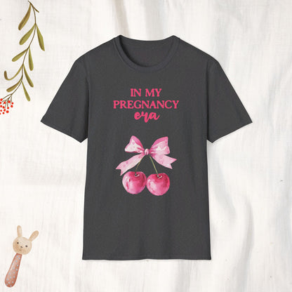 In My Pregnancy Era w Cherries (Coquette Style) Pregnancy Announcement Tshirt