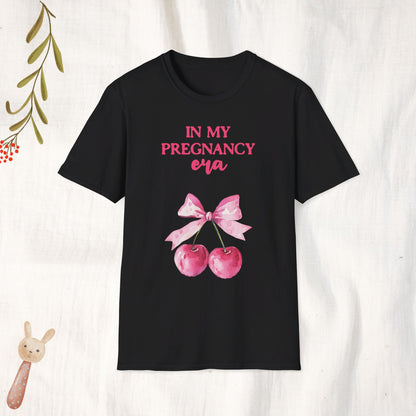 In My Pregnancy Era w Cherries (Coquette Style) Pregnancy Announcement Tshirt