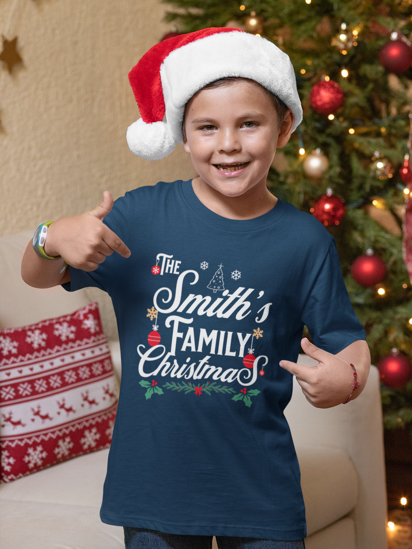 Kids Unisex | Enter Custom Family Name - Christmas | Tee