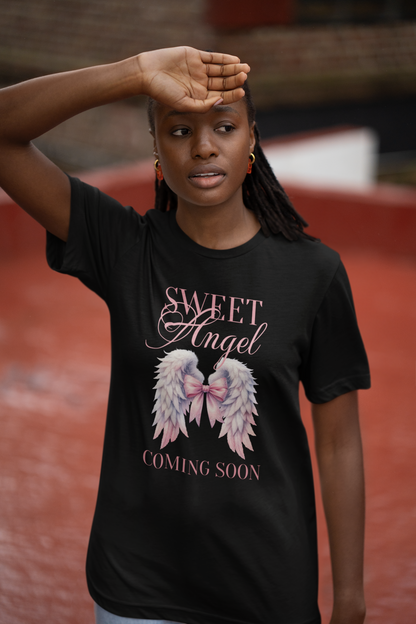 Sweet Angel Coming Soon Pregnancy Tshirt